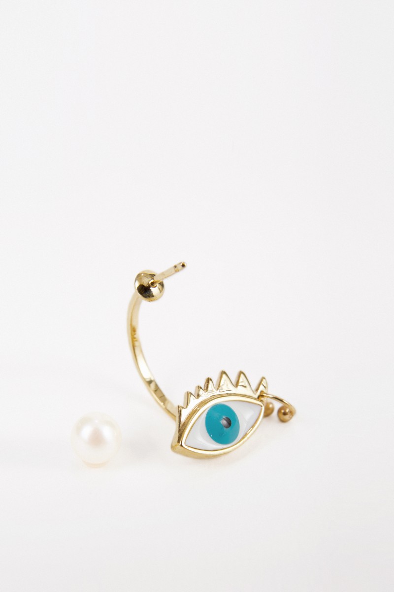 Delfina Delettrez Ohrring 'Eye Piercing' Gold/Türkis