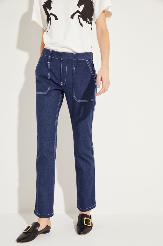 Jeans mit Ziernähten Ultramarine