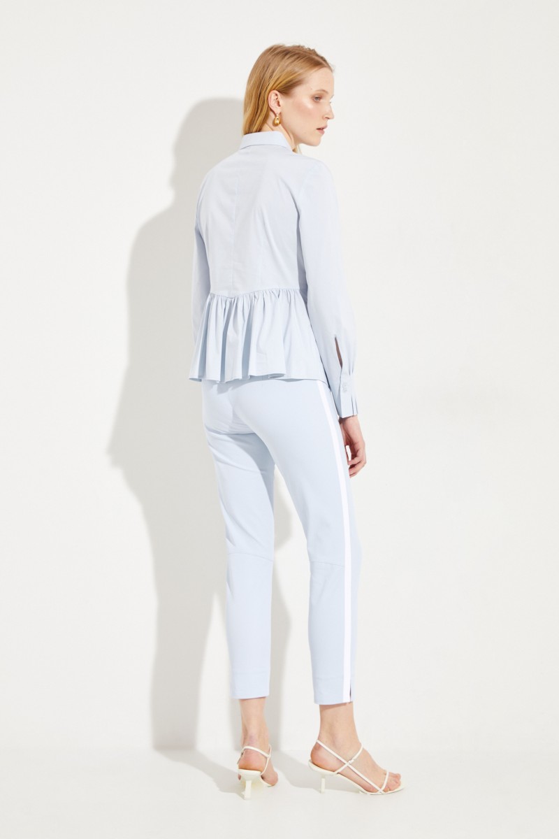 Baumwoll-Bluse mit Schößchen Hellblau