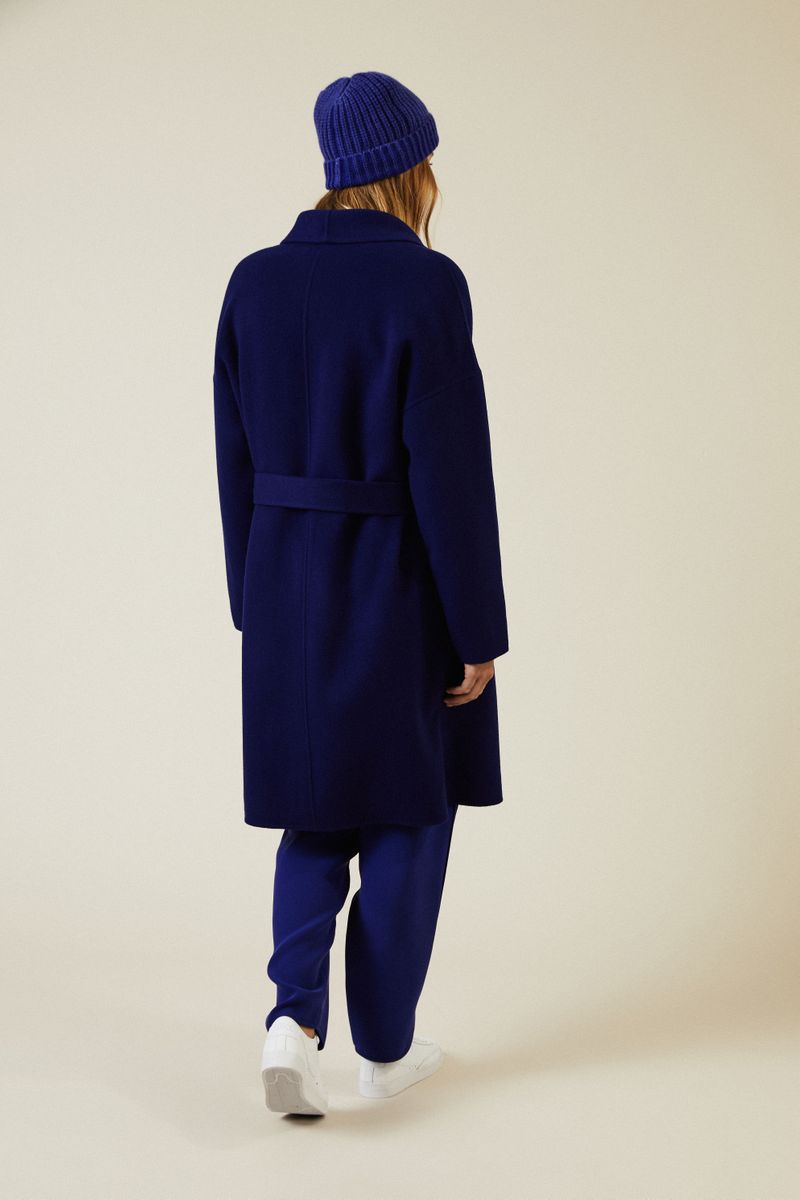 Cashmere-Mantel 'Bateau' Royalblau