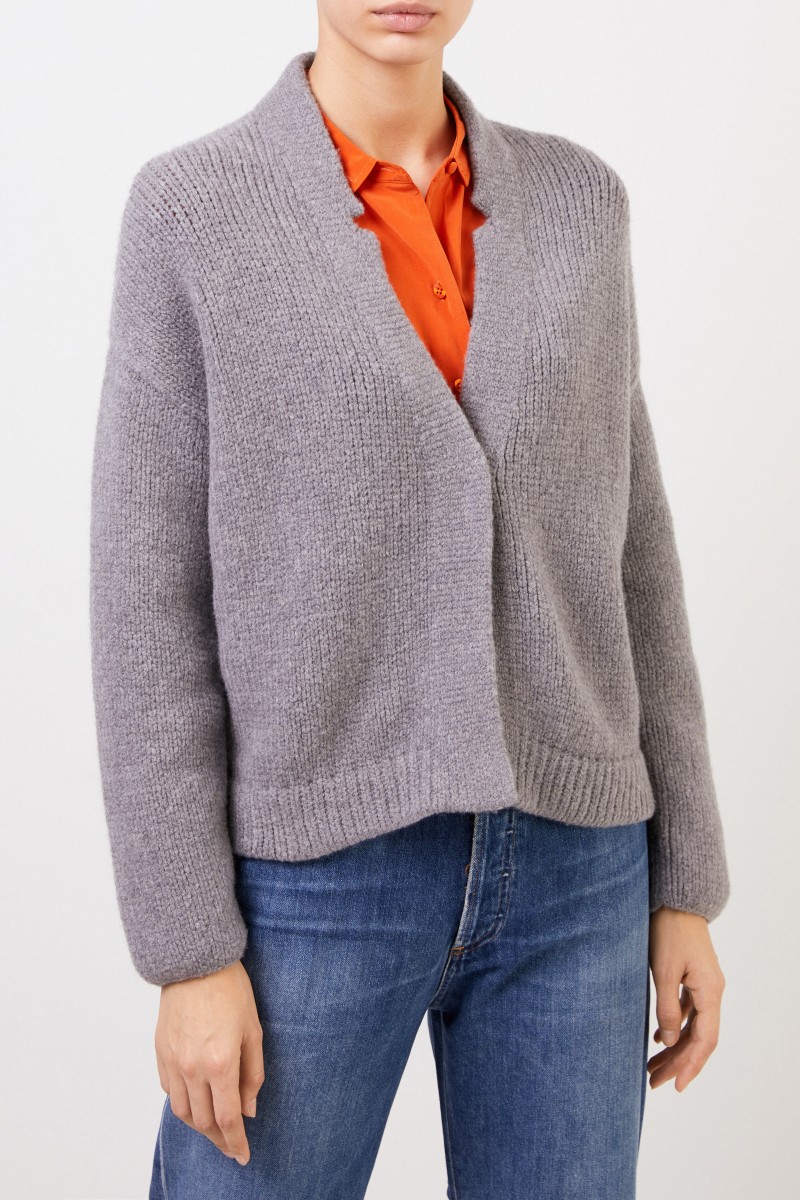 Kurzer Woll-Cardigan Grau