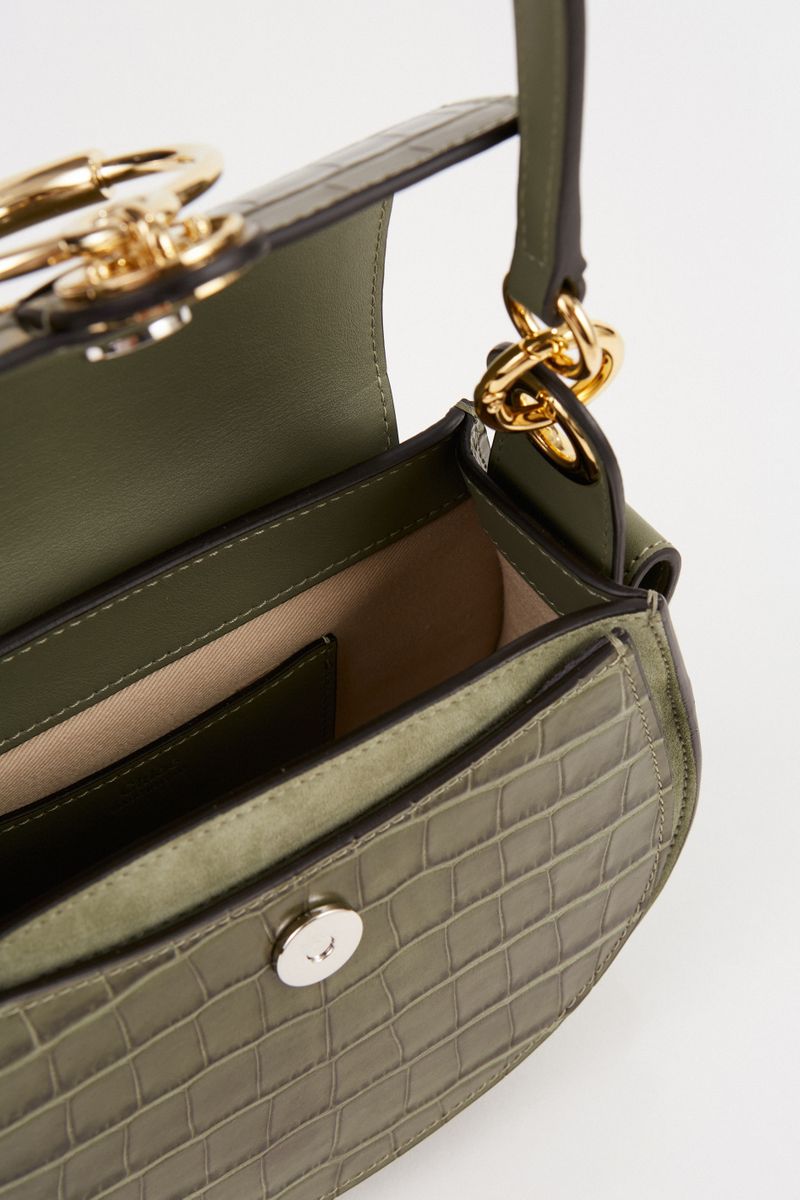Chloé Shoulder Bag 'Tess Croco Small' Misty Forest