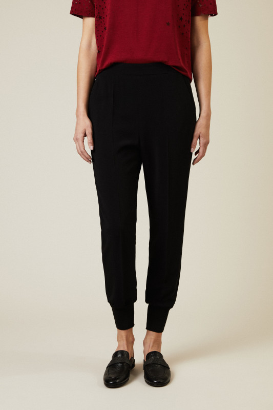Hose mit Strickbündchen Schwarz