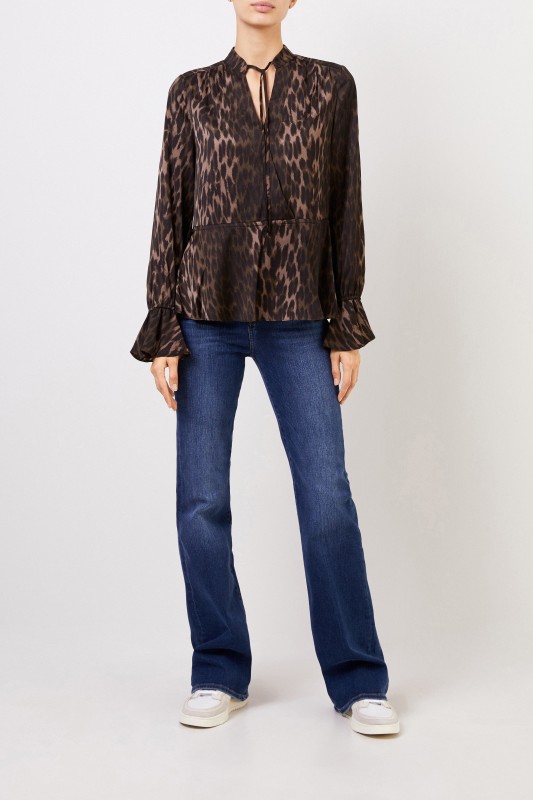 Bluse mit Animalprint Braun