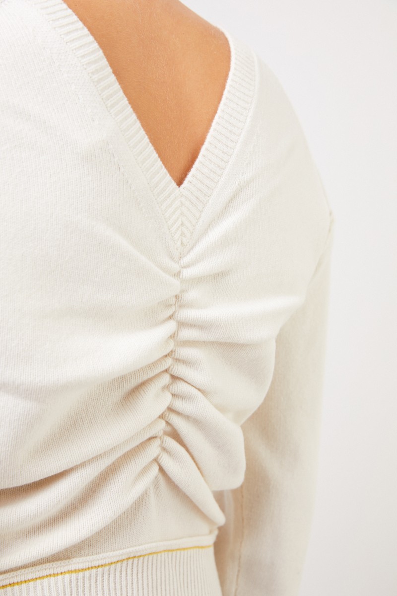 Chloé Woll-Cashmere-Pullover mit V-Neck Soft White