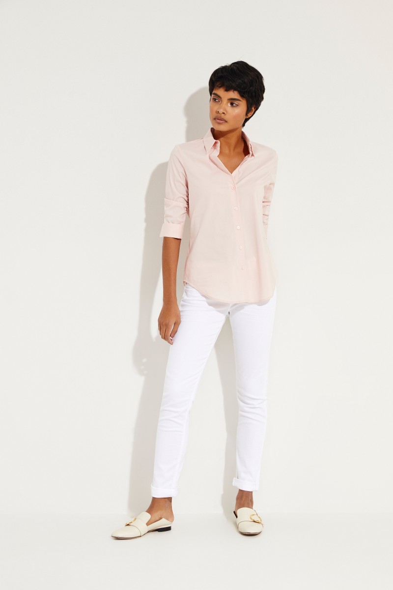 Bluse mit Raffungen Rosé