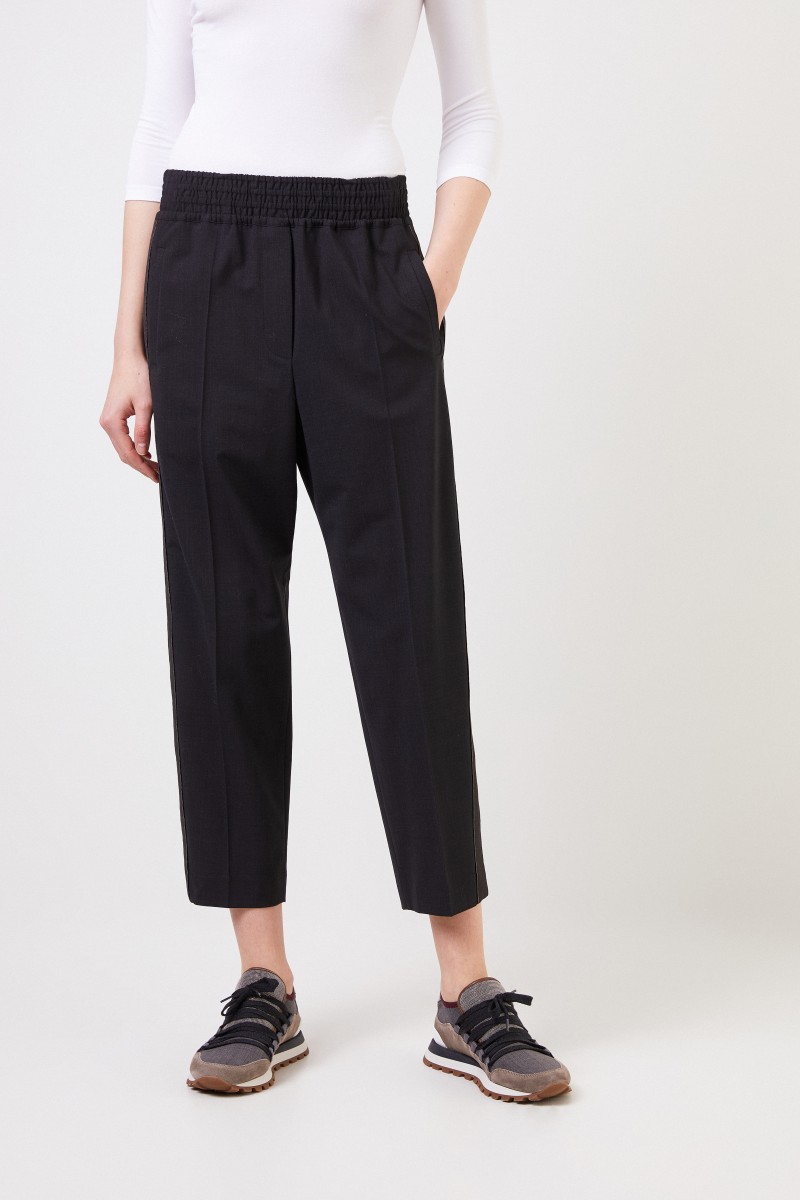 Brunello Cucinelli Woll-Hose mit Lurexdetails Anthrazit