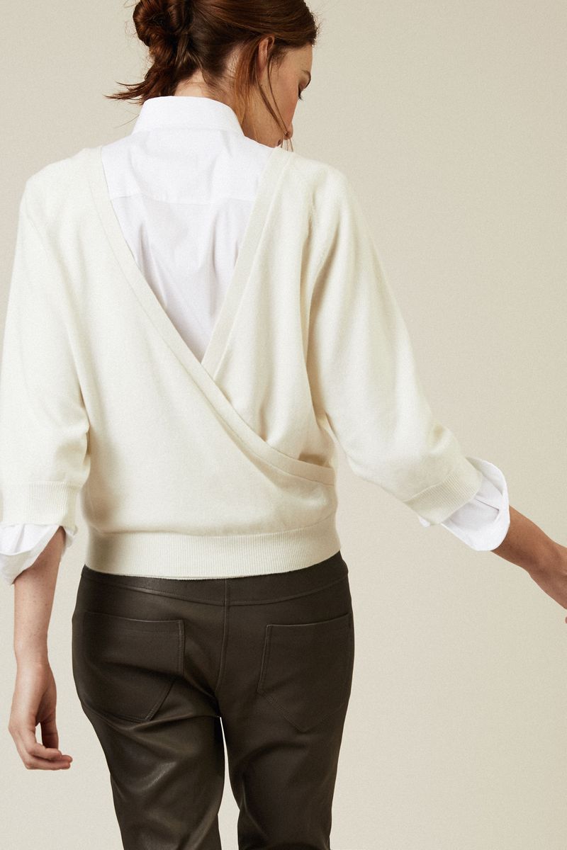 Cashmere-Pullover mit Rückenausschnitt Weiss
