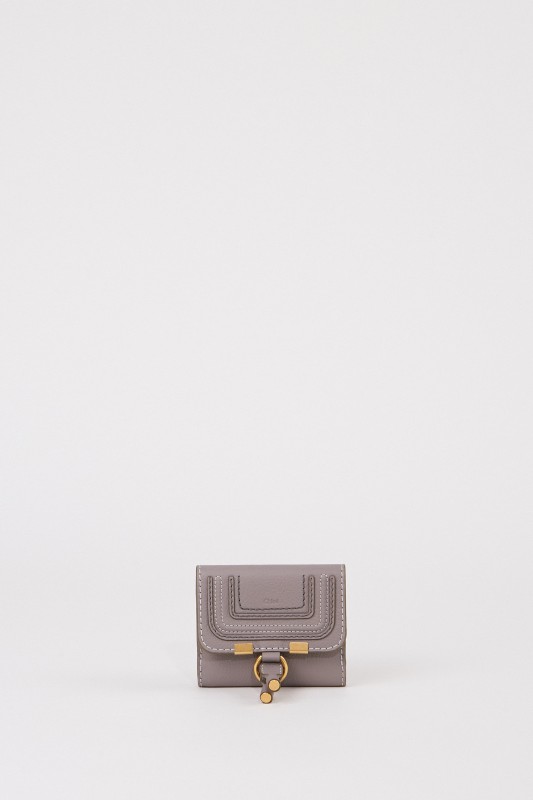 Chloé Leder-Portemonnaie 'Marcie' Cashmere Grey