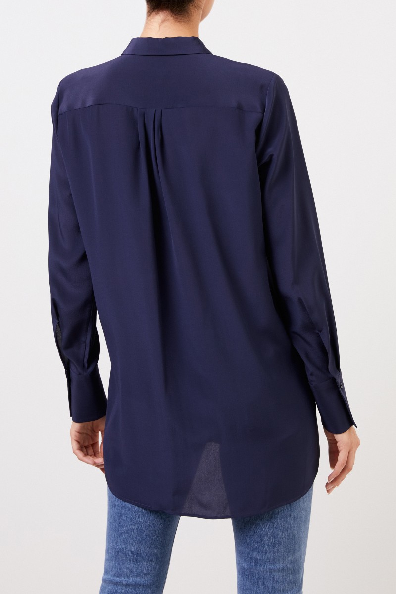 Seiden-Bluse "Cloes" in Duneklblau