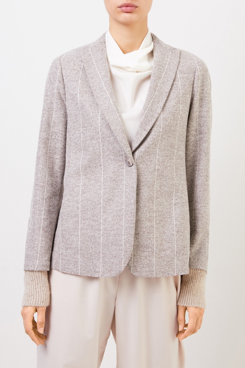 Fabiana Filippi Alpaca-Blazer mit Strickdetails Taupe