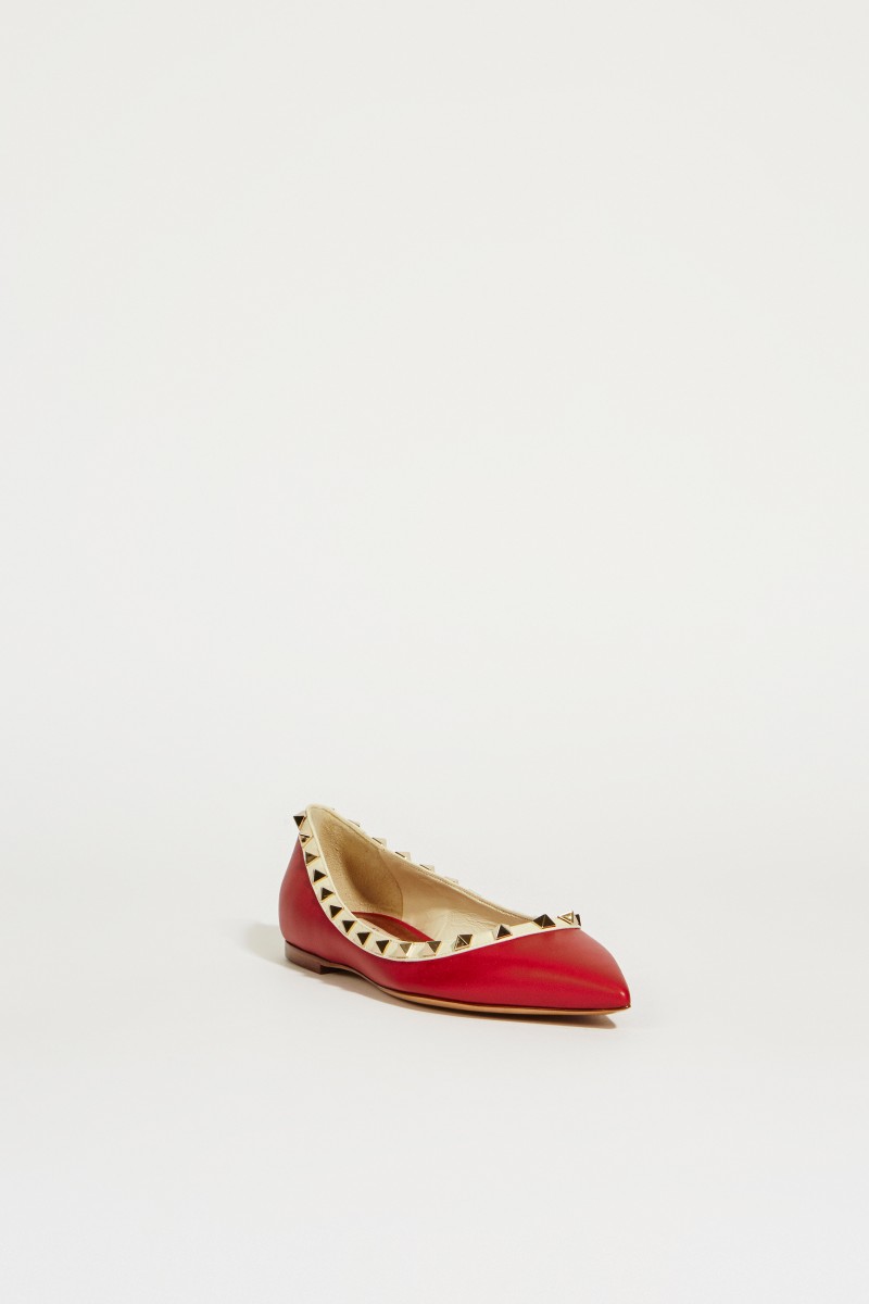Nietenbesetzte Flats 'Rockstud' Rot