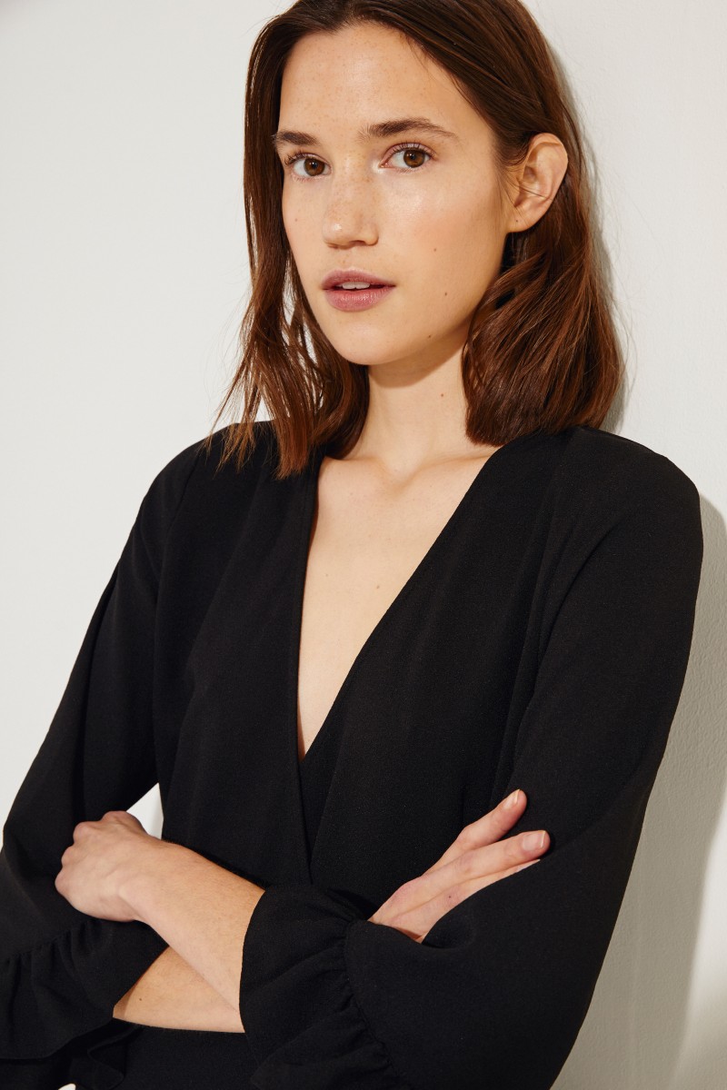 Wickelkleid 'Heavy Crepe' Schwarz