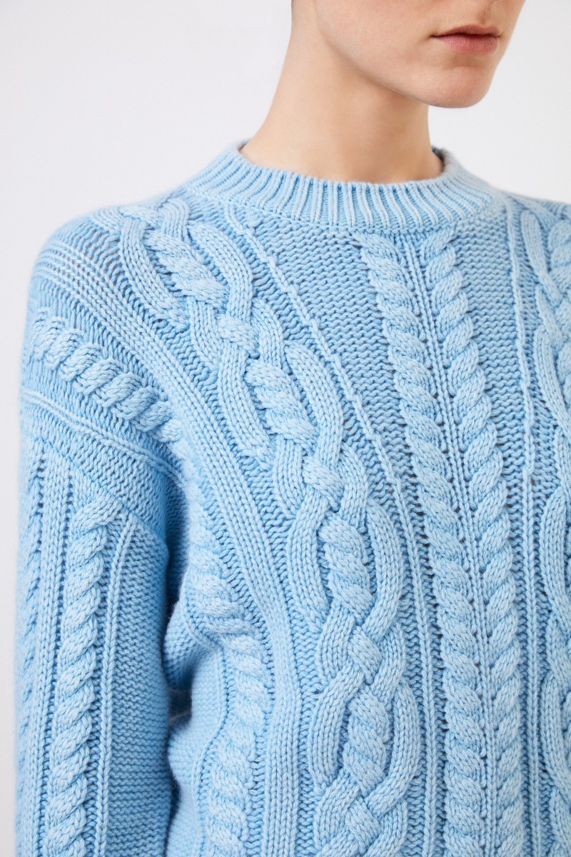 Cashmere-Pullover 'Fadilla' mit Strickmuster Blau