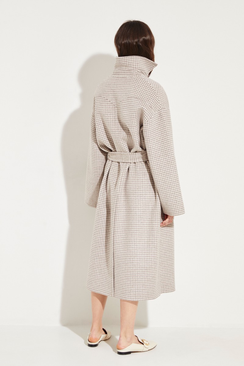 Woll-Cashmere-Mantel 'Alamo' mit Gürtel Grau/Créme