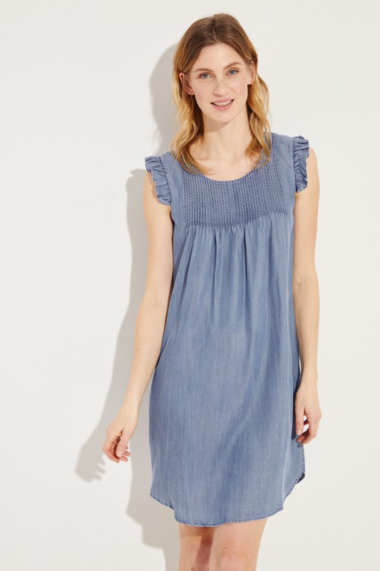 Jeanskleid mit Rüschen Blau