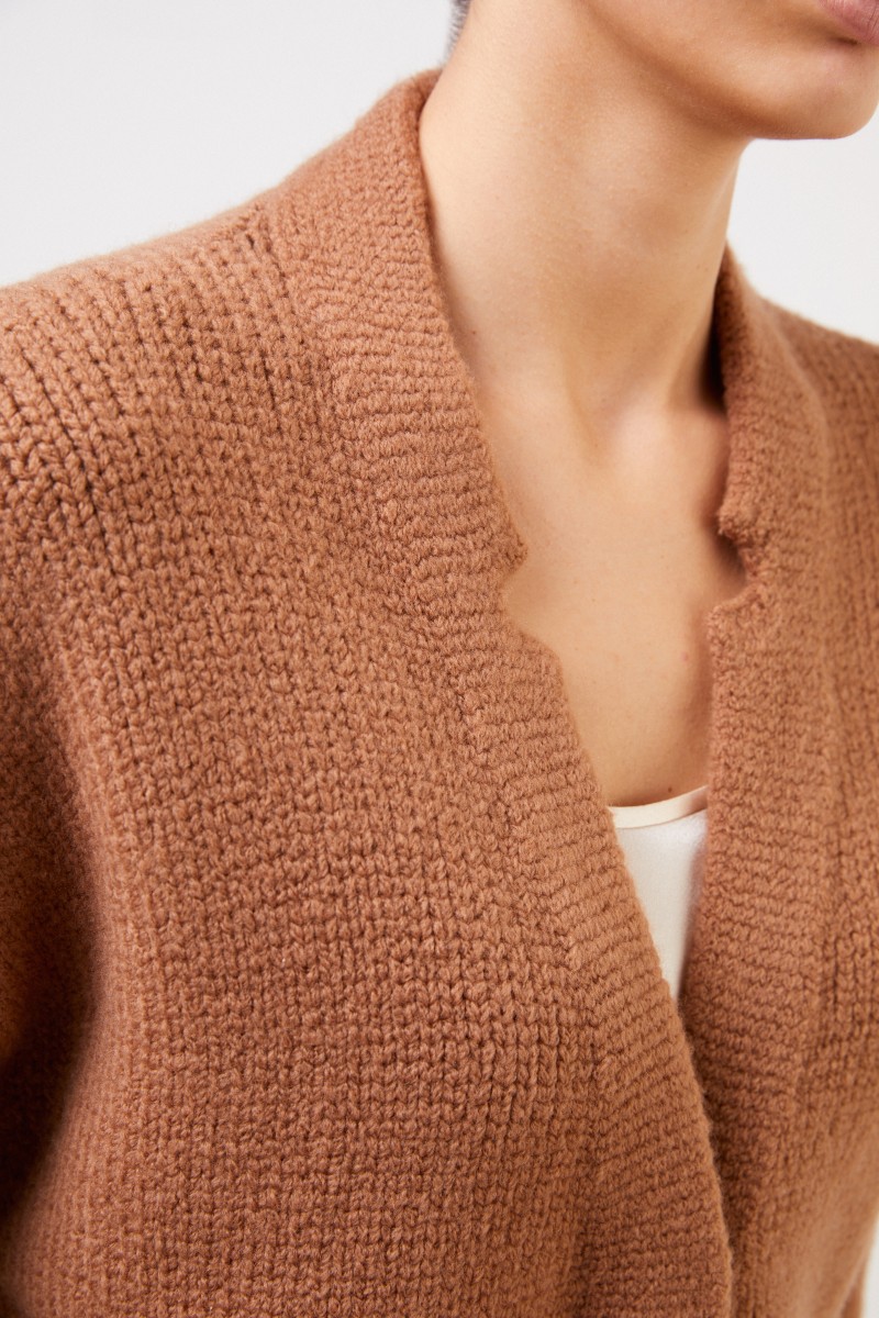 Kurzer Woll-Cardigan Cognac