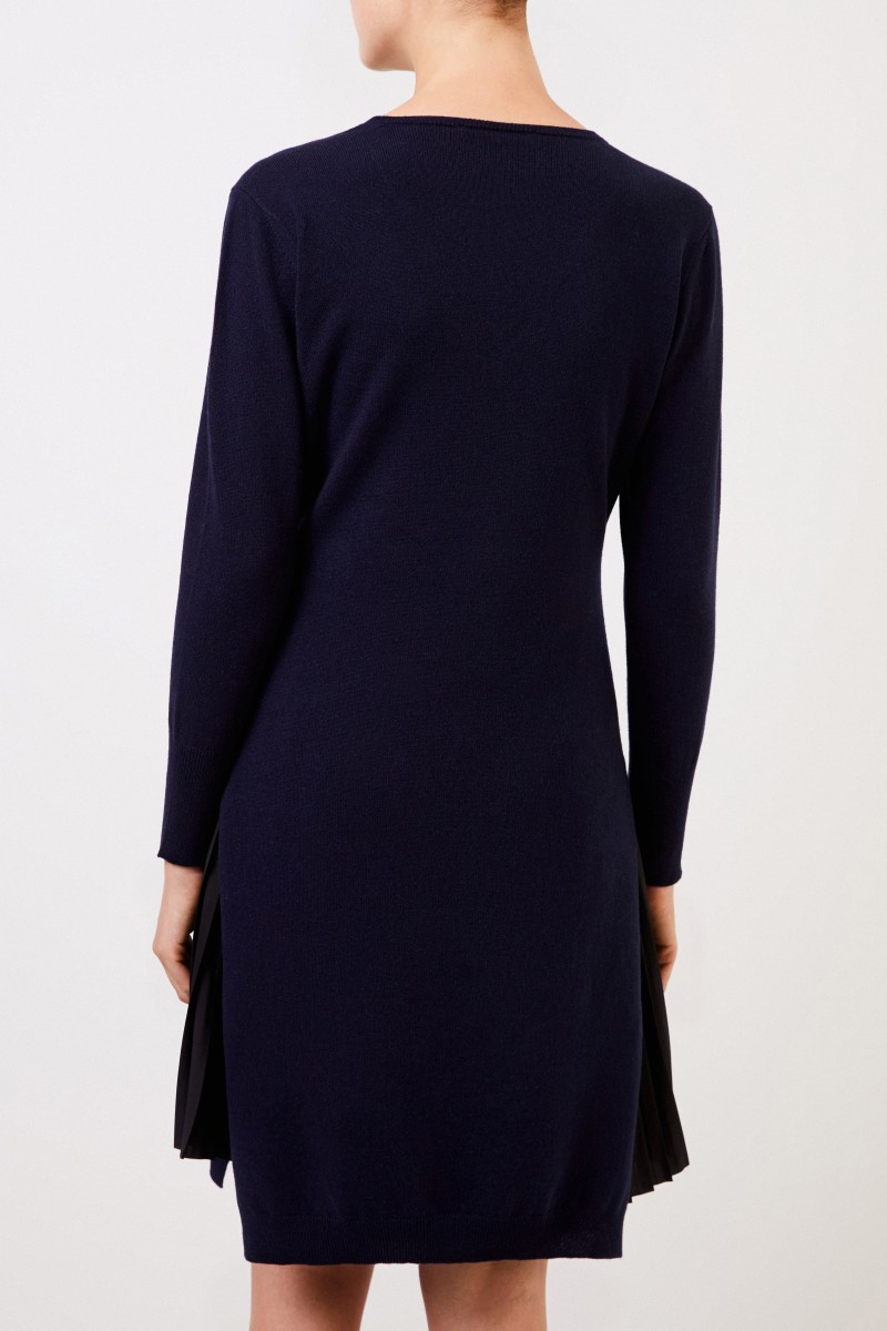 Fabiana Filippi Zweiteiliges Woll-Kleid mit PlisseeDetail Blau