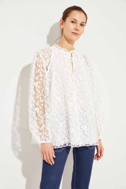 Baumwoll-Spitzen-Bluse Iconic Milk