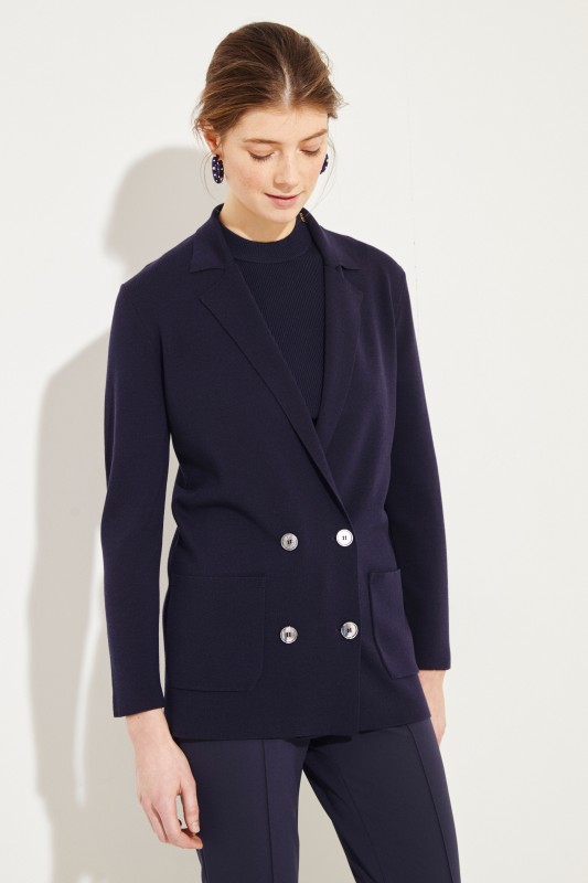 Langer Woll-Blazer Blau