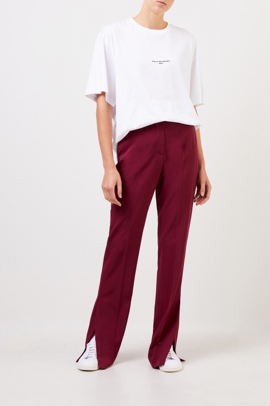 Stella McCartney Klassische Hose mit Schlitz-Detail Burgundy