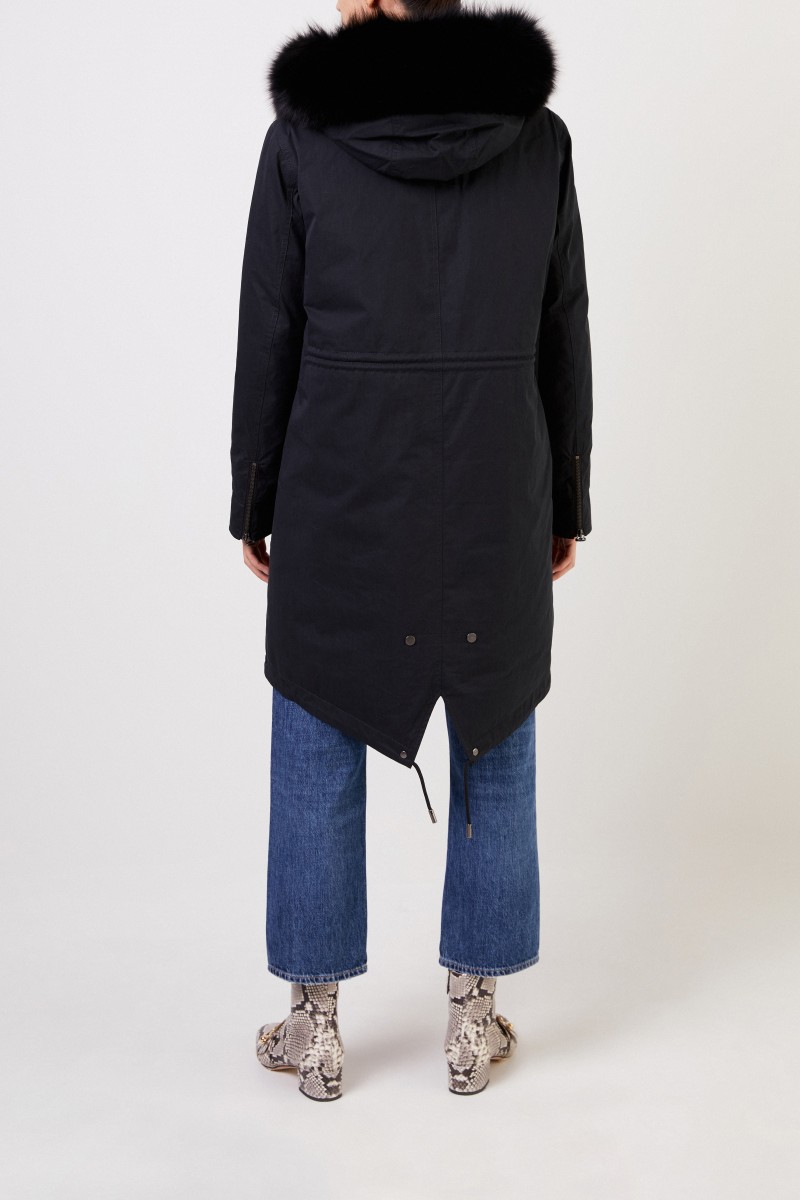 Army by Yves Salomon Parka mit Pelzkragen Schwarz
