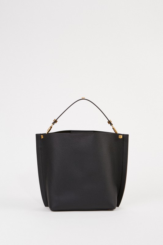 Leder-Shopper mit Pouchette Schwarz