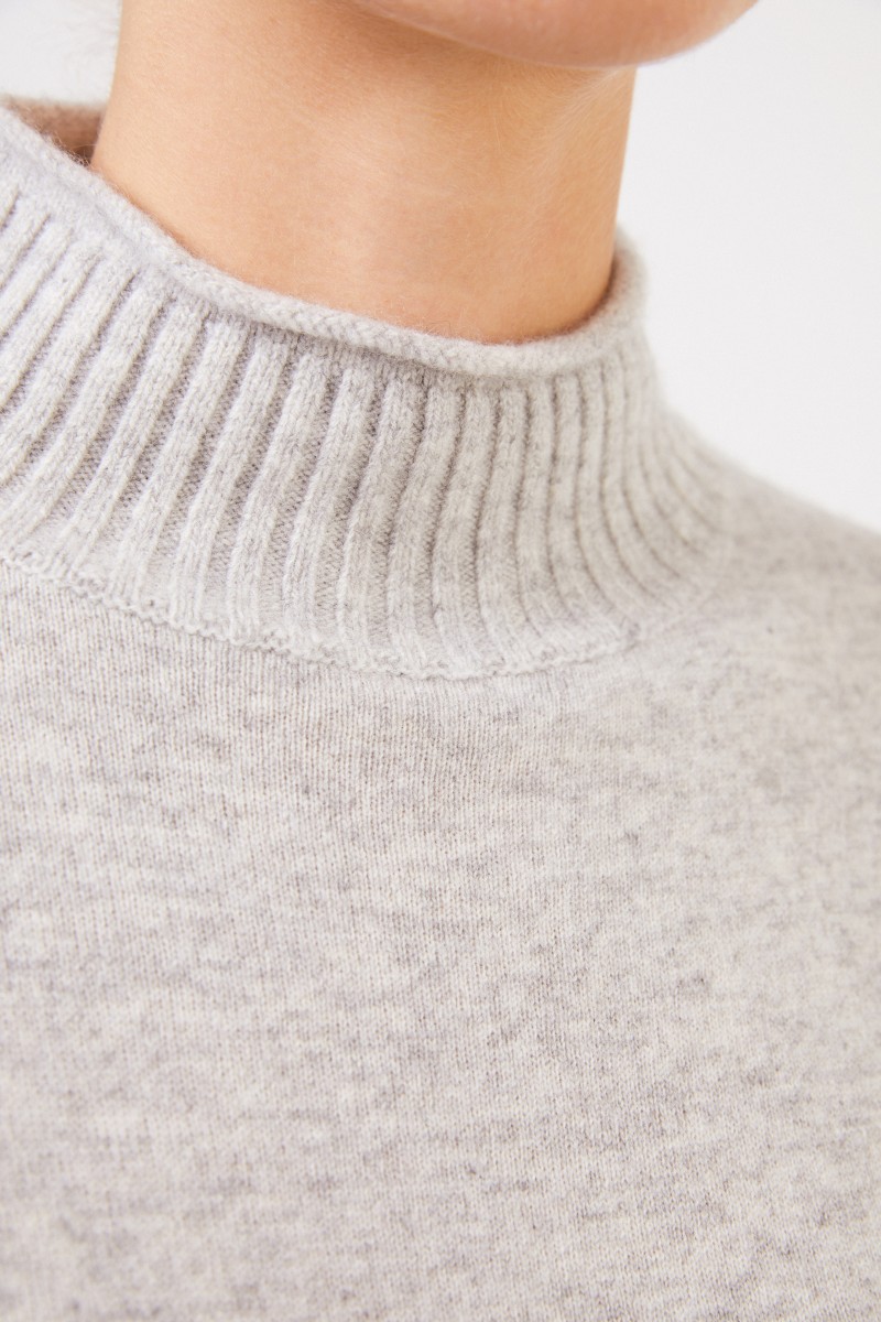 Allude Woll-Cashmere-Pullover mit Turtleneck Grau