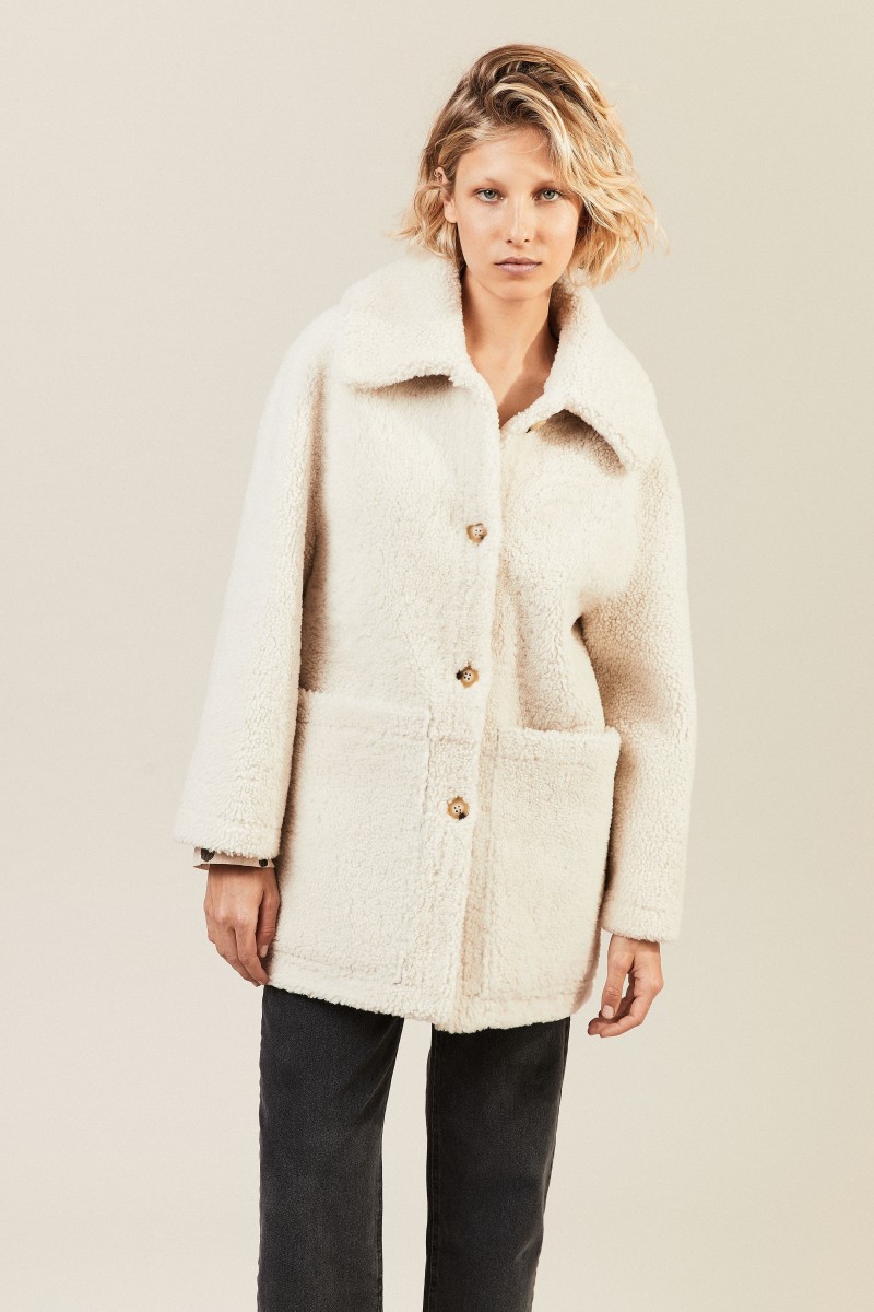 Oversize Wende-Lammfelljacke 'Oliver' Créme