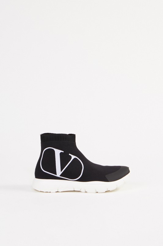 Valentino Sock-Sneaker mit Logo Schwarz/Weiß