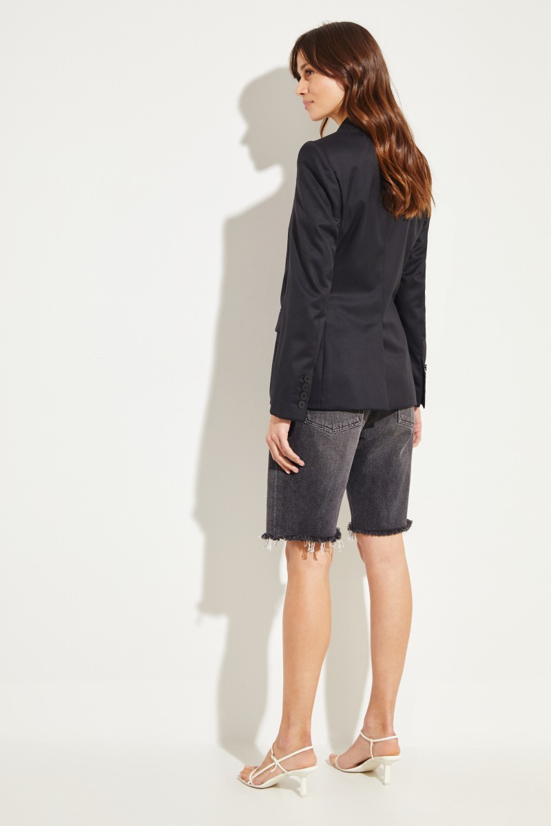 Taillierter Woll-Blazer Schwarz