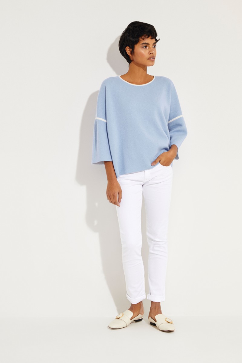 Doubleface-Pullover 'Yamila' Blau/Crème