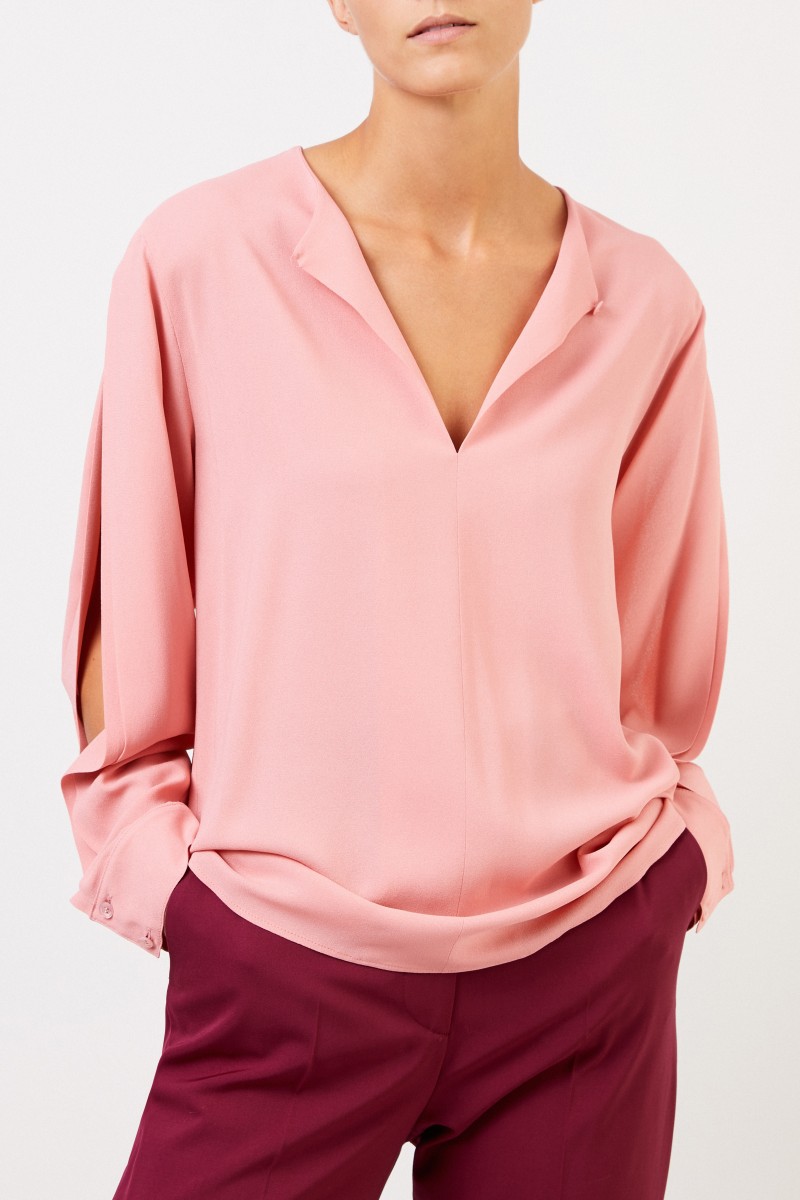 Stella McCartney Bluse mit geschlitzten Ärmeln Rosé