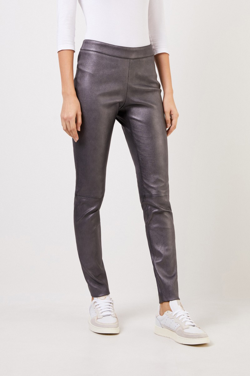 Wildlederleggings mit Glanz-Effekt Graphit