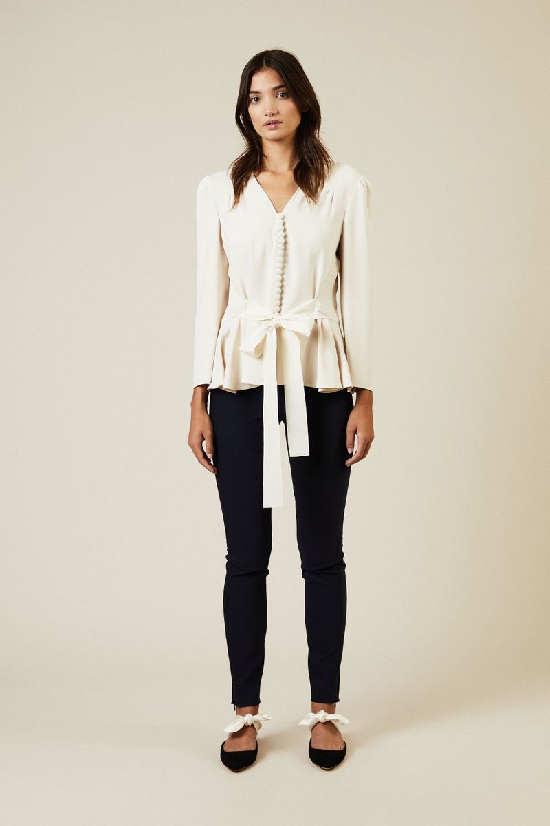 Bluse mit Bindeelement Champanger