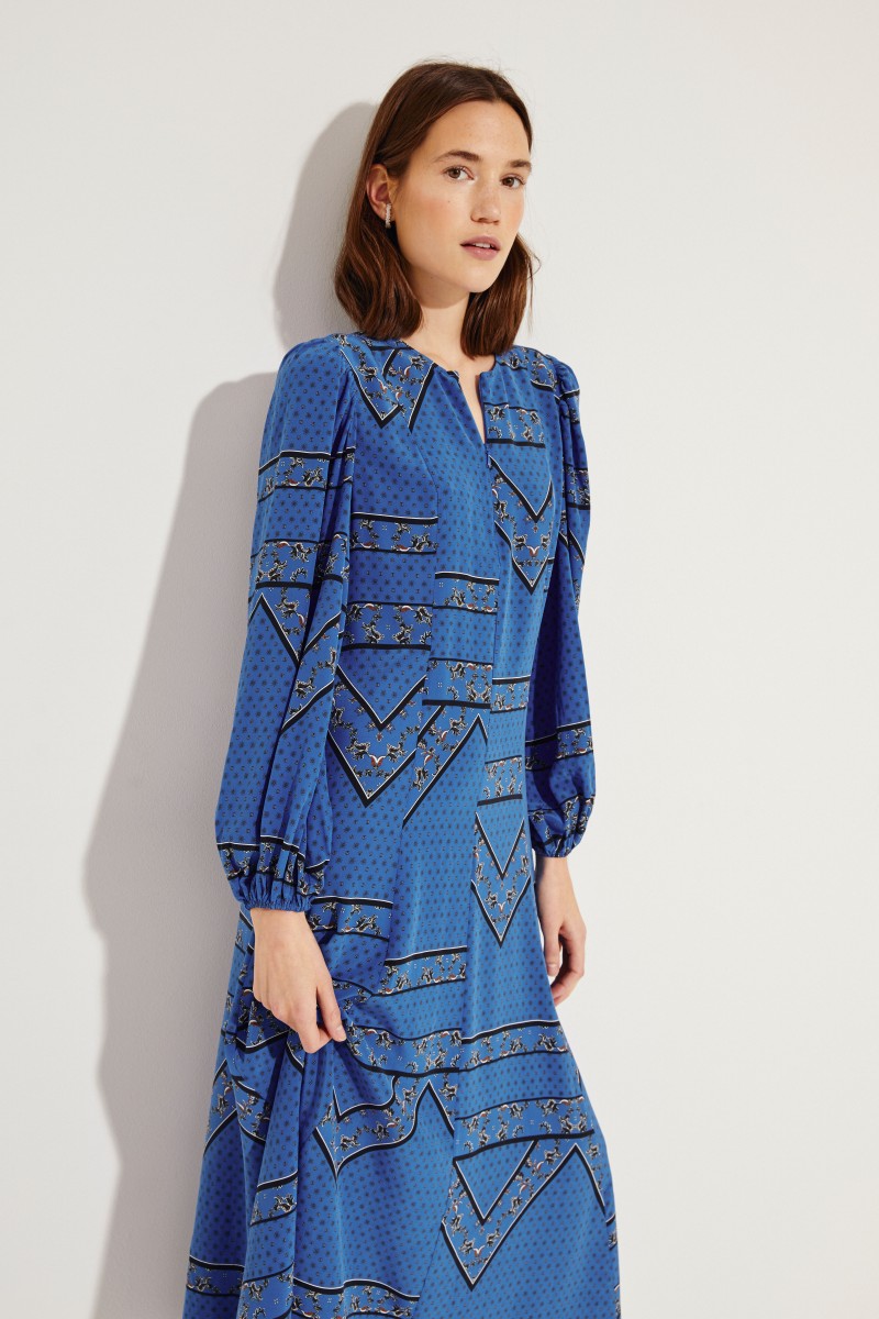 Seiden-Kleid 'Cloverdale' mit Print Blau