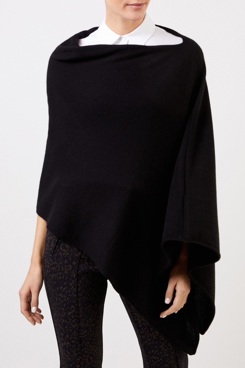 Cashmere-Poncho Schwarz