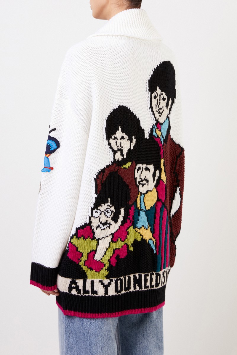Stella McCartney Woll-Cardigan mit Patches Weiß/Multi