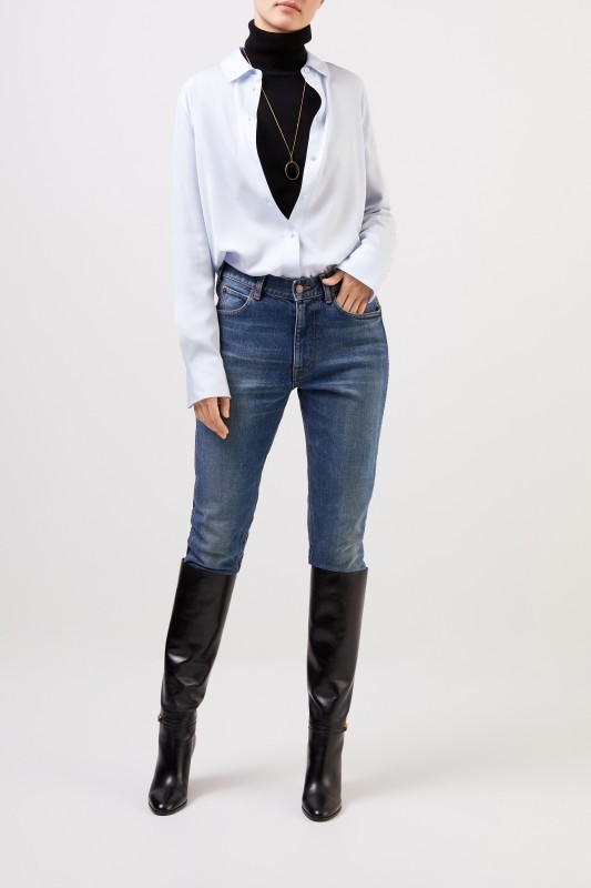 Vince Klassische Seidenbluse Hellblau