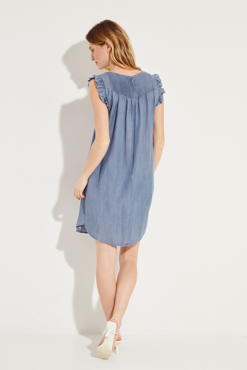Jeanskleid mit Rüschen Blau