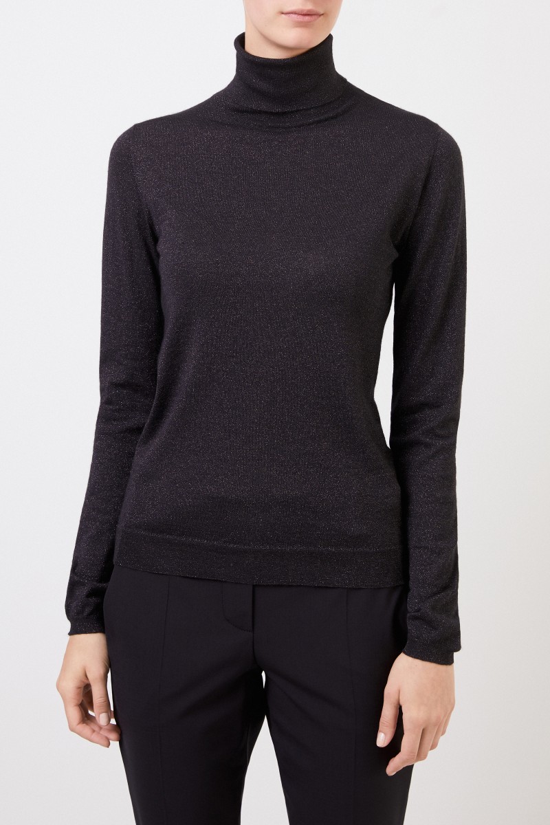 Brunello Cucinelli Cashmere-Seiden-Pullover mit Lurexdetails Schwarz