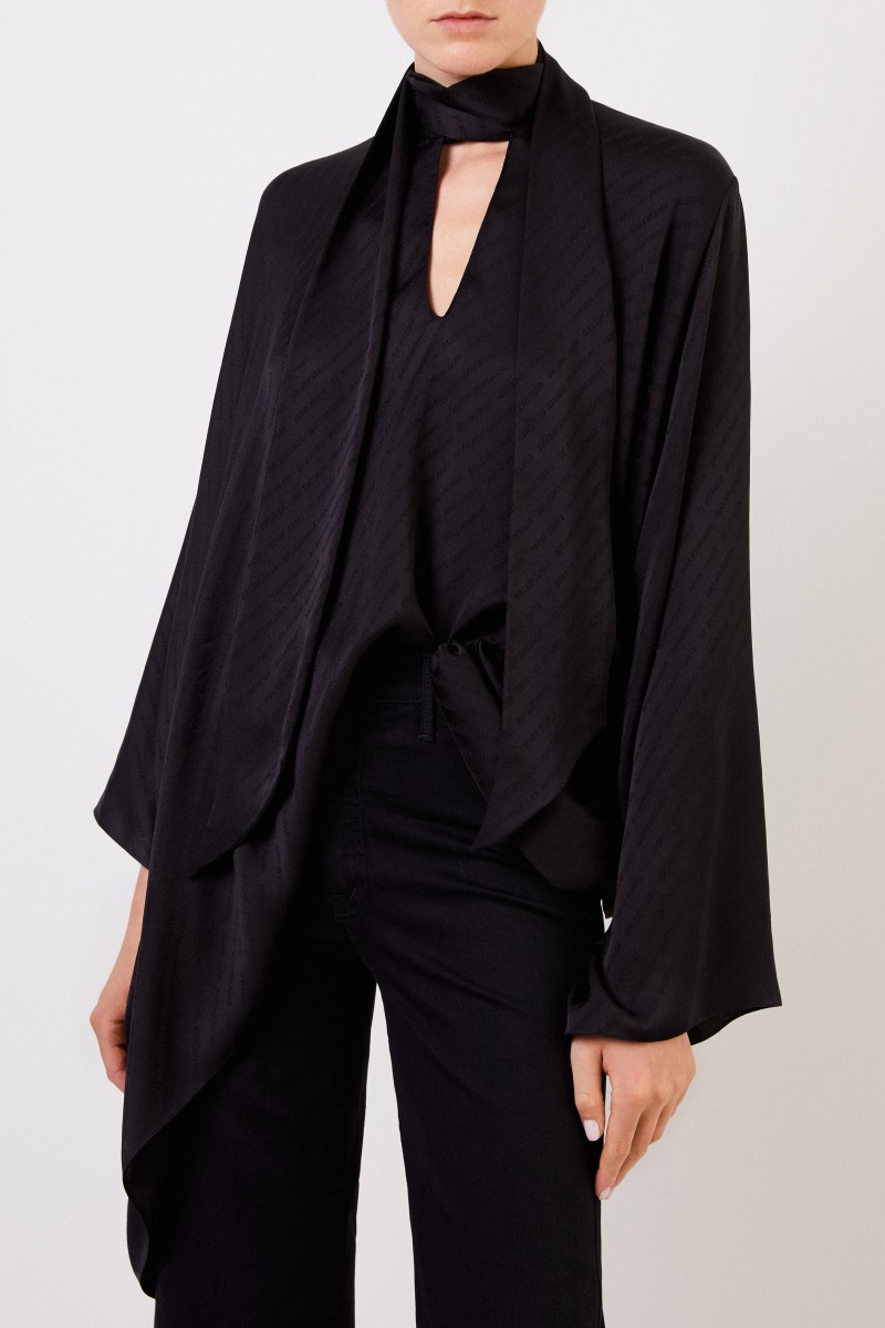 Balenciaga Oversize Seidenbluse Schwarz