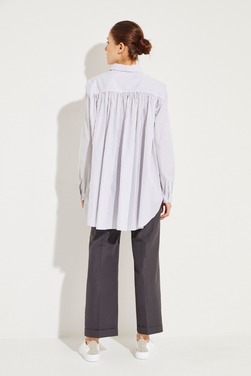 Gestreifte Oversize-Bluse Blau/Weiß