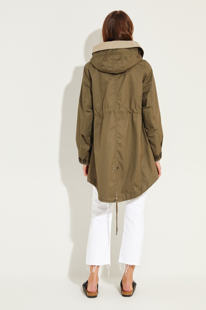 Baumwoll-Parka mit Kapuze grün