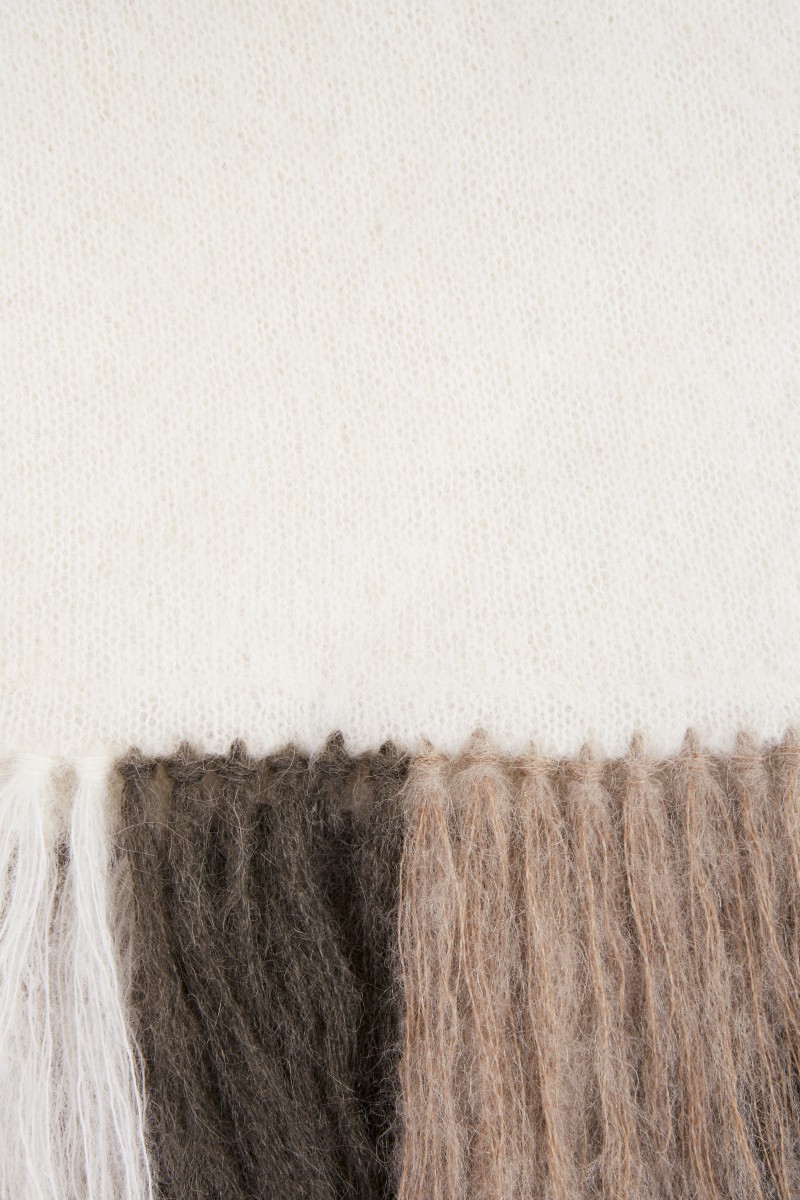 Gestreifter Mohair-Schal mit Fransen Multi
