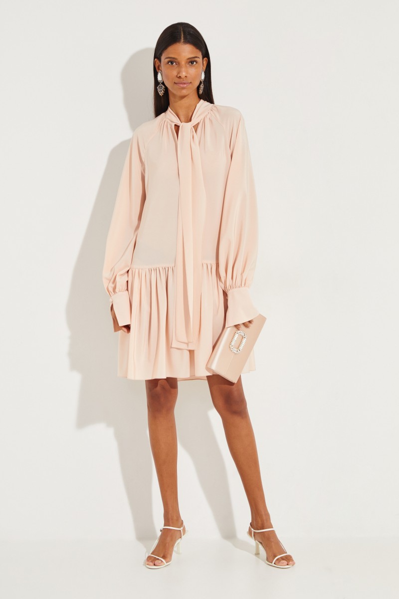 Seidenkleid mit Schluppendetail Rosé