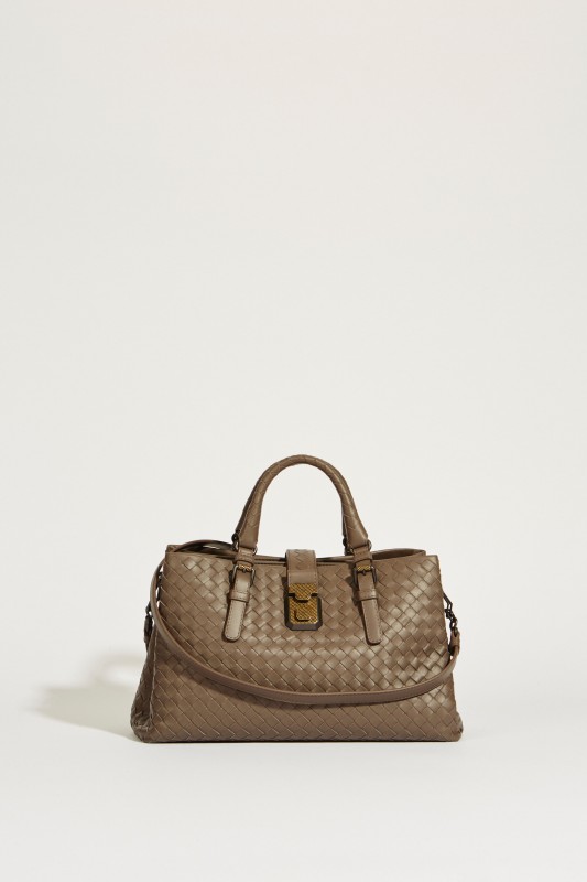 Geflochtene Tasche 'Roma Medium' Taupe