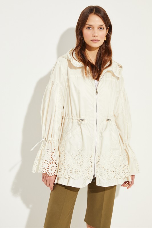 Moncler Parka 'Brazzaville' mit Stickerei Crème