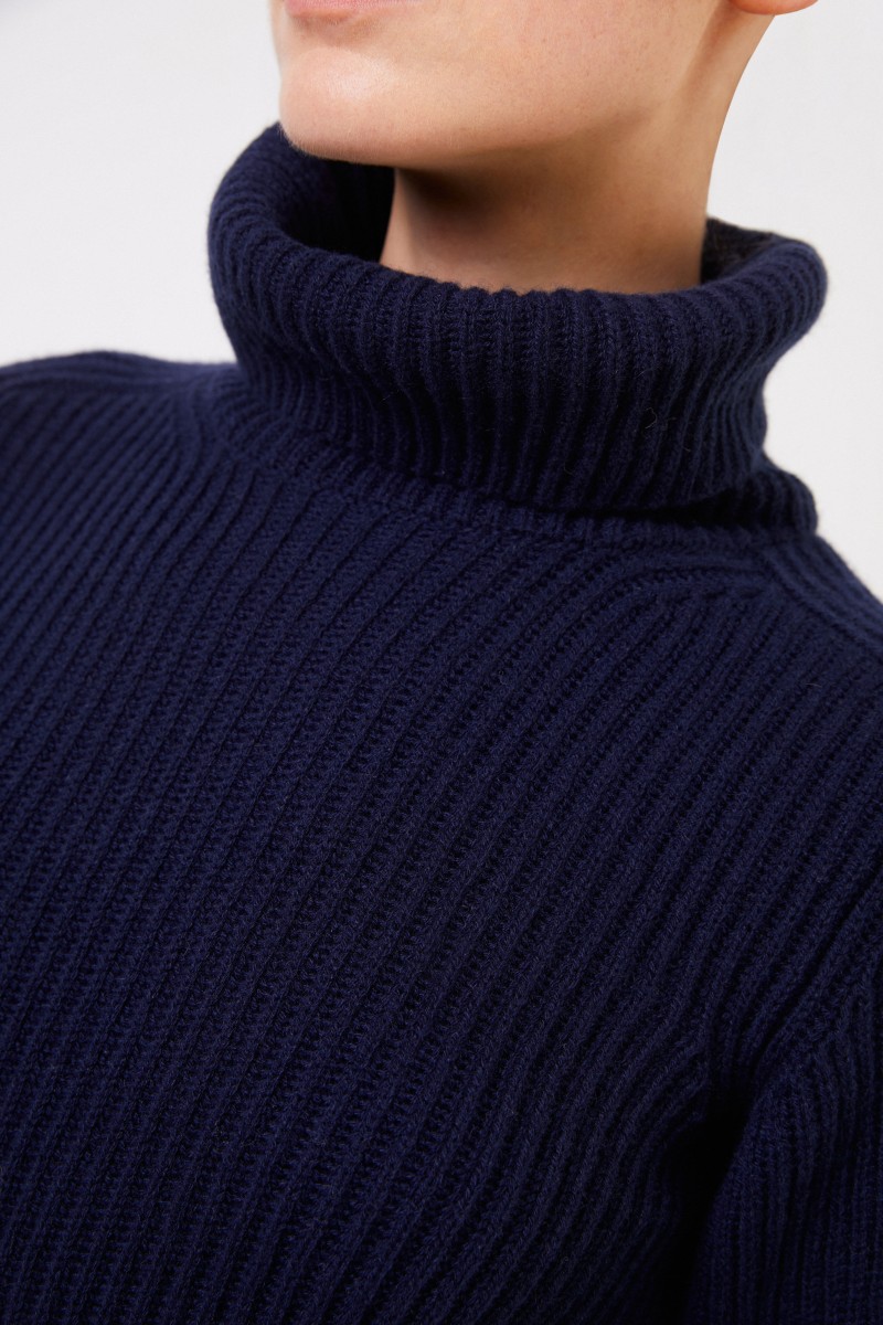 Iris von Arnim Kurzarm Cashmere-Pullover 'Fenja' Blau