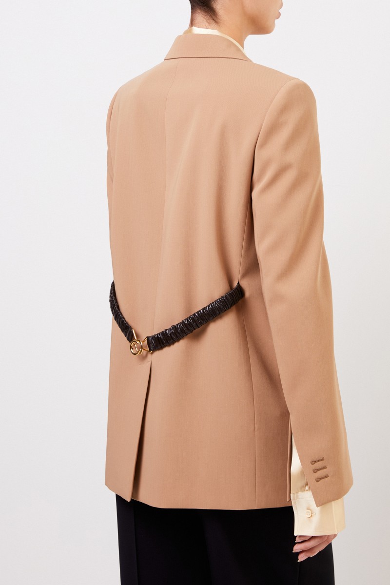 Bottega Veneta Longblazer aus Schafwolle in Beige